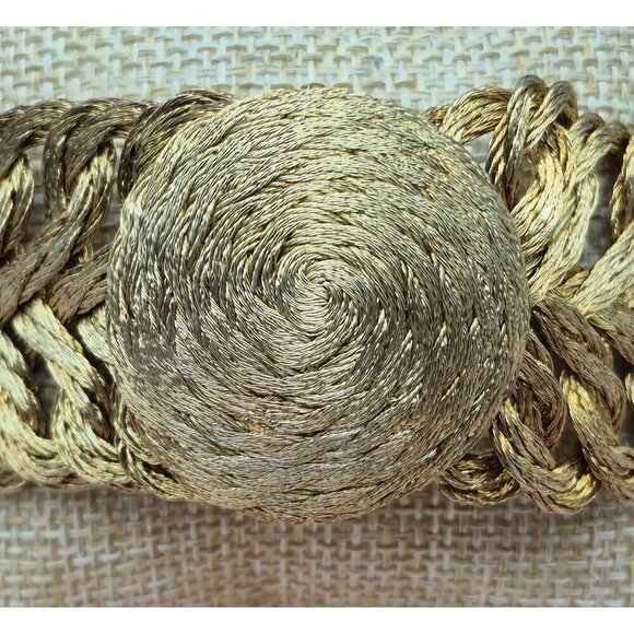 Vintage Rare Gold Tone Woven Wrap Jewelry Set Lay Flat Collar Necklace Bracelet - Picture 9 of 11